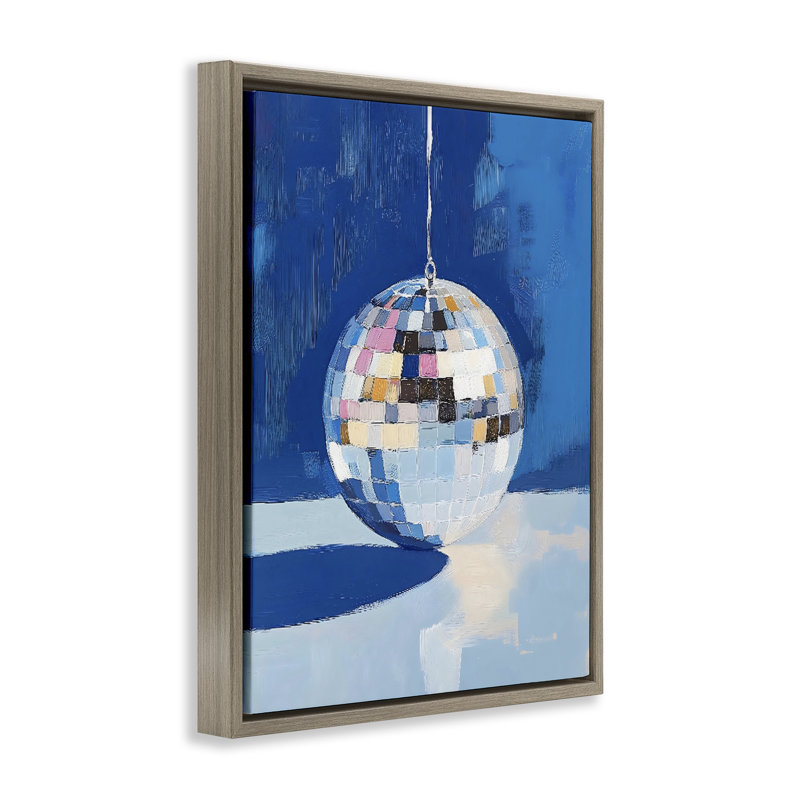 Cadre flottant Silver Dance Disco Ball, design par The Prints Vibe, 31 x 25, Montalcino orme flottant encadré