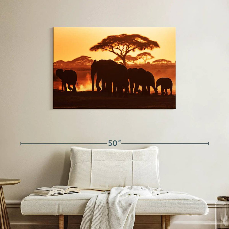 Brampt Elephant Herd In Amboseli, 26" H x 39" W