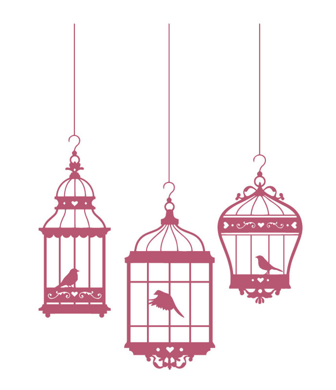 Adhésif décoratif jolies cages à oiseaux, H 48 po x l 37 po x P 0,01 po, Rouge à lèvres