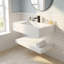 Lavabo de salle de bain flottant moderne en forme de V, lavabo mural en résine avec tablette de rangement à deux niveaux-125381321-125381315