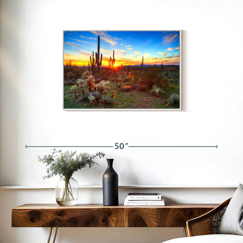 Paysage de désert de Sonora, Cadre flottant blanc, 31 po x 21 po