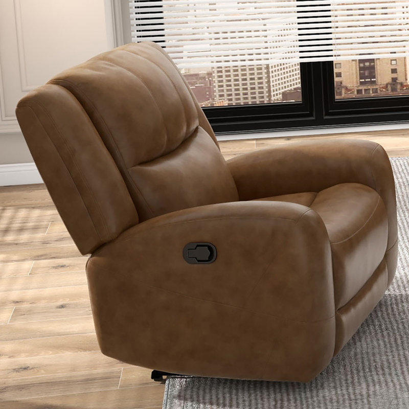 Fauteuil inclinable manuel de style transitionnel avec accoudoirs coussinés et finition moka