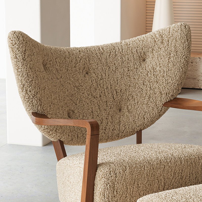Chaise confort avec pieds en bois de frêne, Café clair
