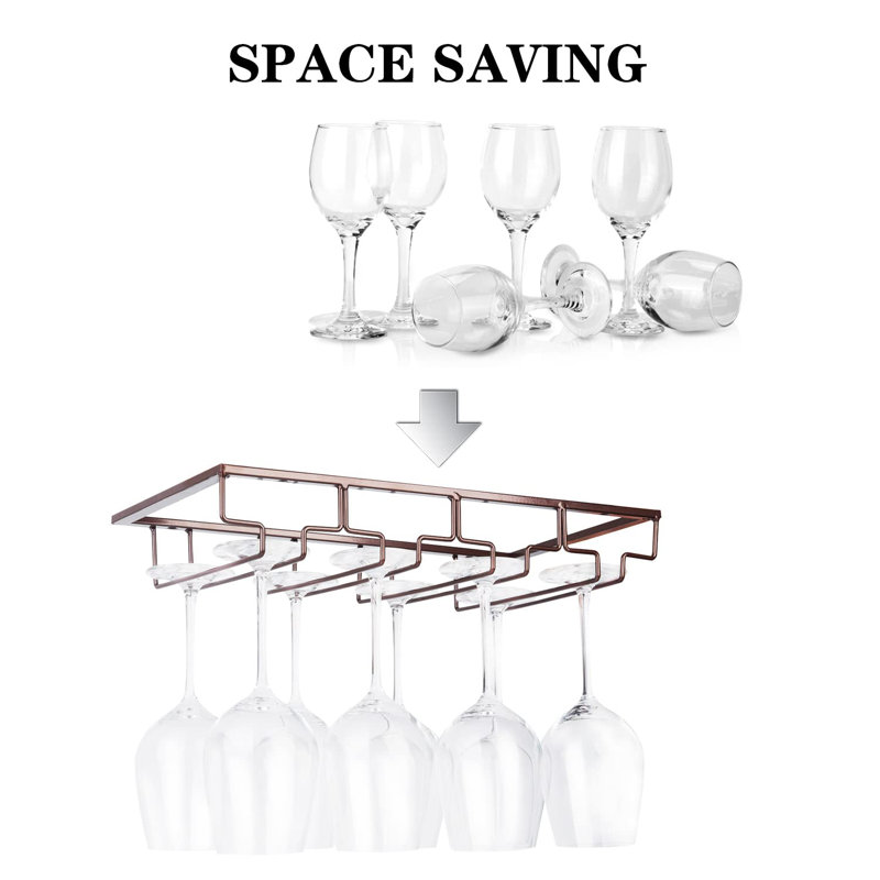 Adalyna Open Shelving Wine Glass Rack, Brown
