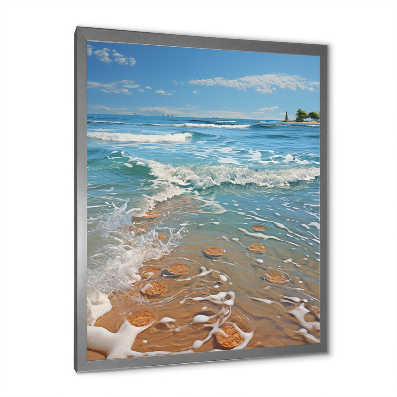 Coquillage Brose Turquoise Beach I, Cadre photo argenté, H 32 po x l 24 po x P 1 po