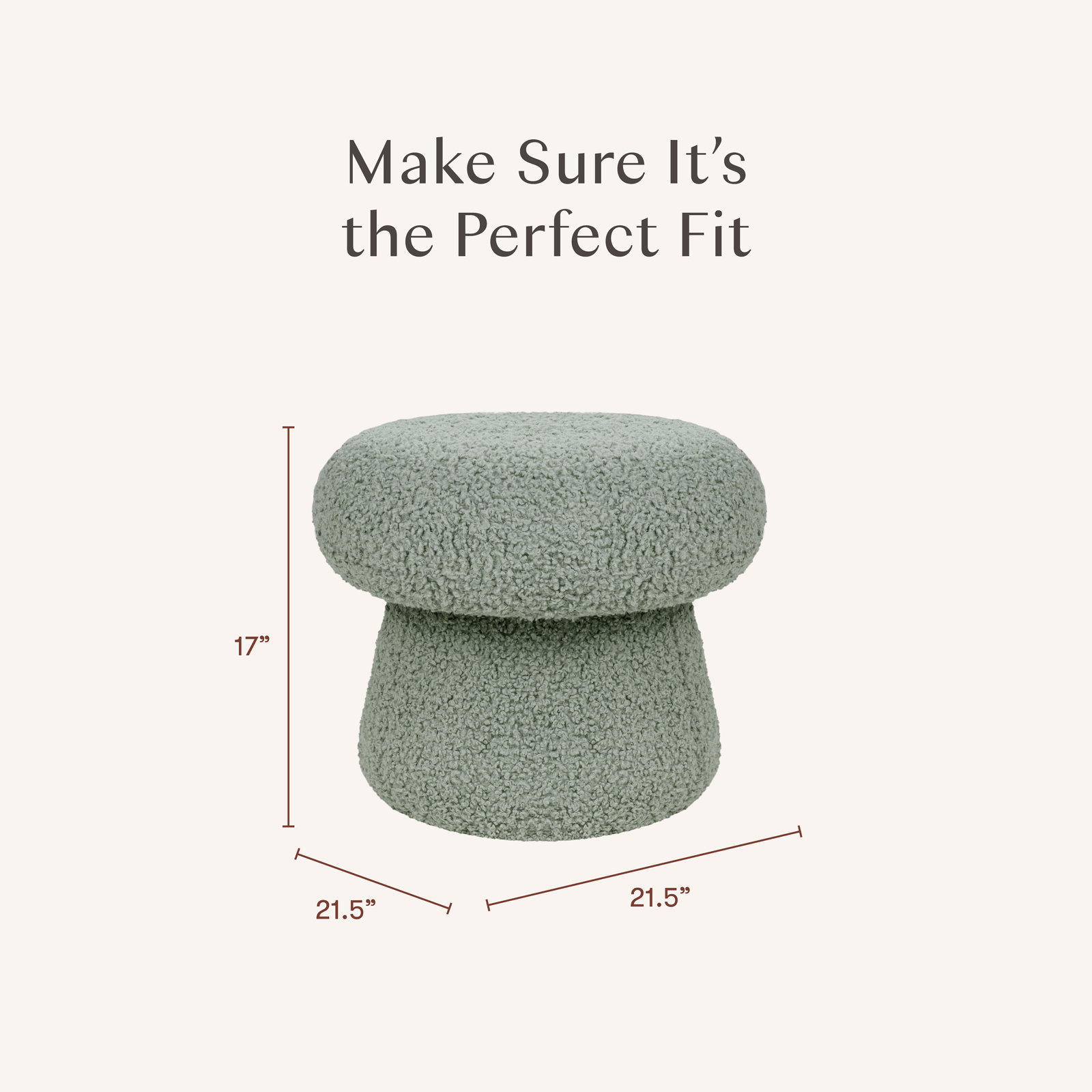 Mushroom Kids Pouf, Sage Teddy Loop, Standard