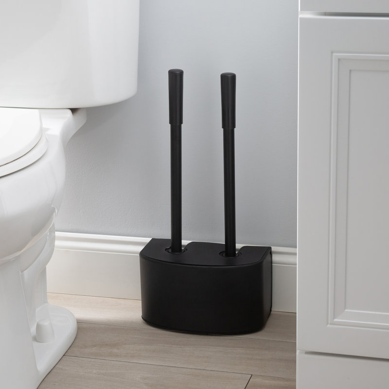 Ensemble de brosse de toilette et de piston 2 en 1 Bath Bliss, Noir