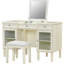 Coiffeuse 2 en 1 avec miroir pliable caché, deux tiroirs latéraux et armoires pour bureau à domicile
