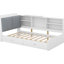 Lit plateforme simple avec rangement pour tête de lit, 2 tiroirs, tablettes en bois blanc