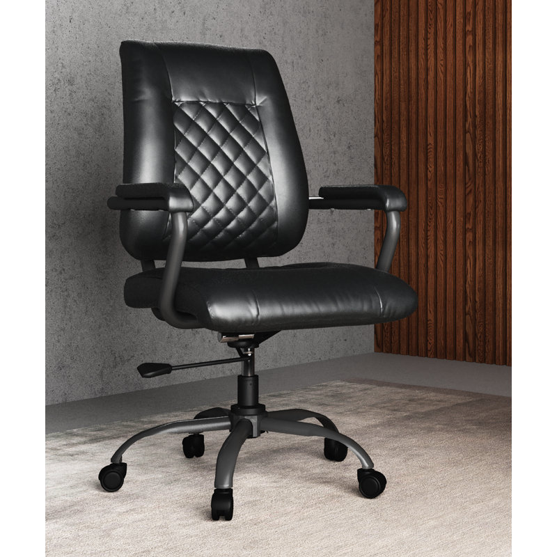 Fauteuil de direction en cuir véritable Rockett, Noir, Brun marocain