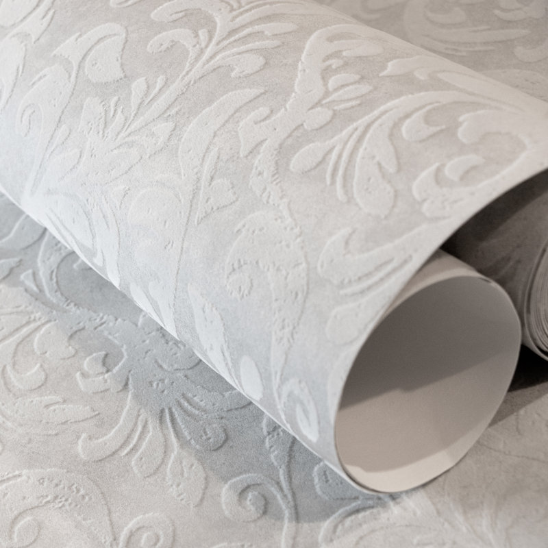 Urban Classics Collection Mayfair Flocked Damask Wallpaper Roll, Cream