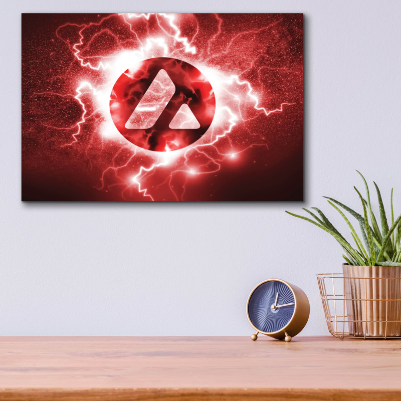 «Crypto Eclipse Avalanche Avax», art mural en verre acrylique, H 12 po x l 16 po x P 0,13 po