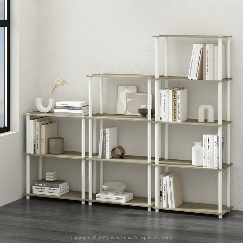 Creekside Plastic Etagere Bookcase, Sonoma Oak, (4 Shelves) 43.3" H x 23.6" W x 11.6" D