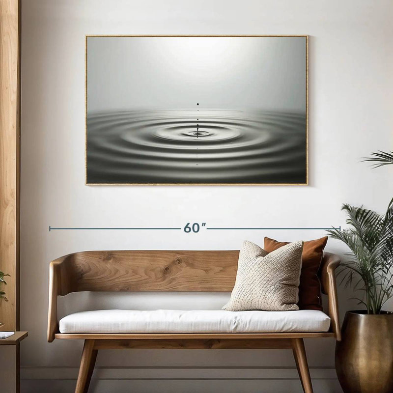 Ondulation de gouttelettes d'eau, Cadre flottant en bois naturel, 46 po x 31 po