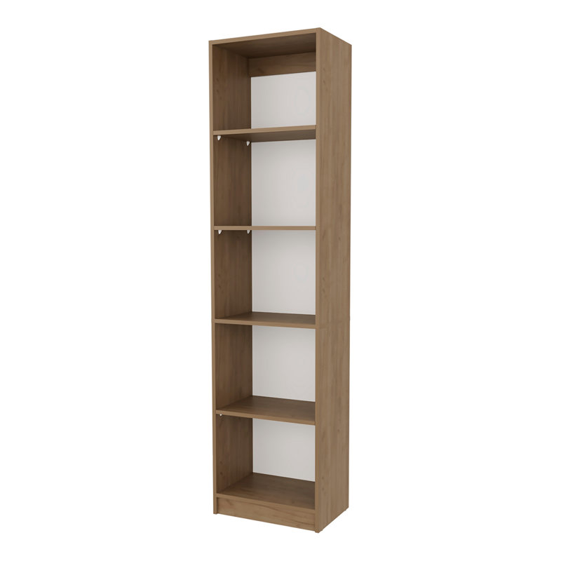 Bibliothèque Beaver Balley avec rangement ouvert et 5 tablettes, chêne naturel et blanc, Brun / Blanc
