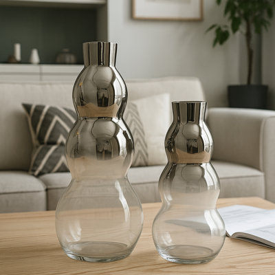 Kamyle Pair of Handmade Glass Table Vase for Flowers