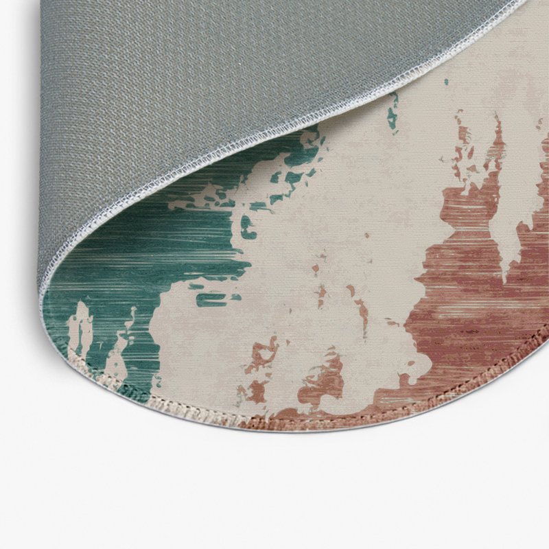 Watercolor Gray Indoor and Outdoor Area Rug, Round 5'