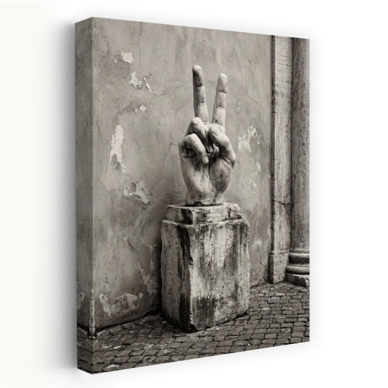 Sculpture de signe de paix classique rétro, art mural urbain, H 48 po x l 32 po