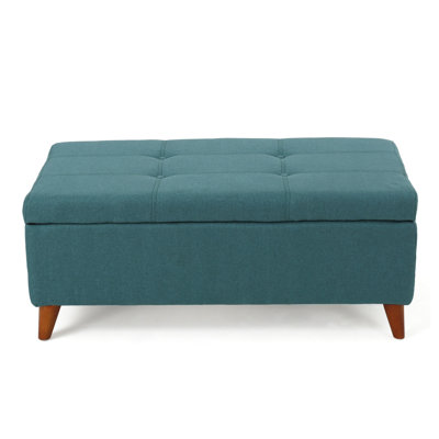 Home Decor, Tufted Ainsley Button Storage Ottoman Bench with Hinged Lid, Ottoman Bench with Storage for Living Room & Bedroom, Solid wood leg, 38" Wid