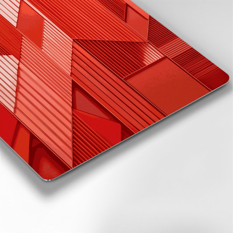 Geometric Abstraction 28 Red Metal Wall Art, 11" H x 14" W