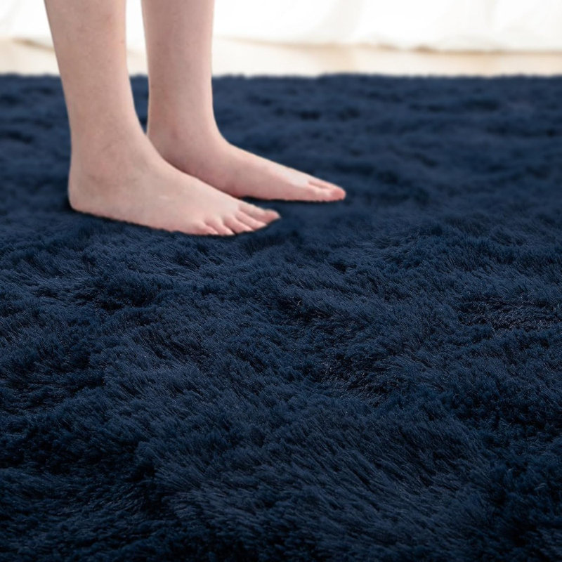 Rug For Bedroom 3X5 Feet Area Rug For Living Room Super Soft Shaggy Rugs For Room Fluffy Fuzzy Carpets Long Plush Bedside Rug Nursery Christmas Home Decoration For Boys Girls, Navy Blue