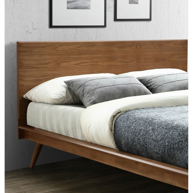 Grand lit plateforme, design moderne, bois, brun, mobilier de chambre à coucher, sans sommier moderne, requis, Grand lit