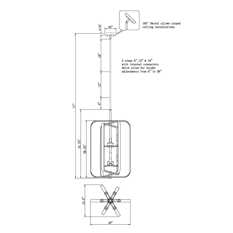 Luminaire suspendu pour îlot de cuisine 6 lumières Shannon