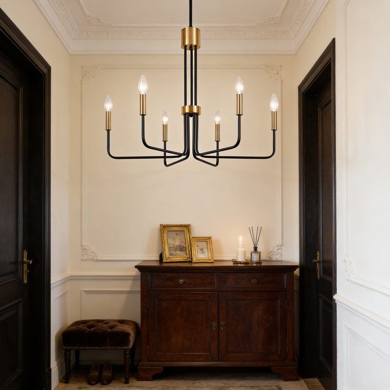 Lustre 6 lumières de style campagnard avec hauteur réglable et plafonnier industriel moderne à intensité variable pour la salle à manger, la cuisine, le salon, le vestibule et la chambre à coucher