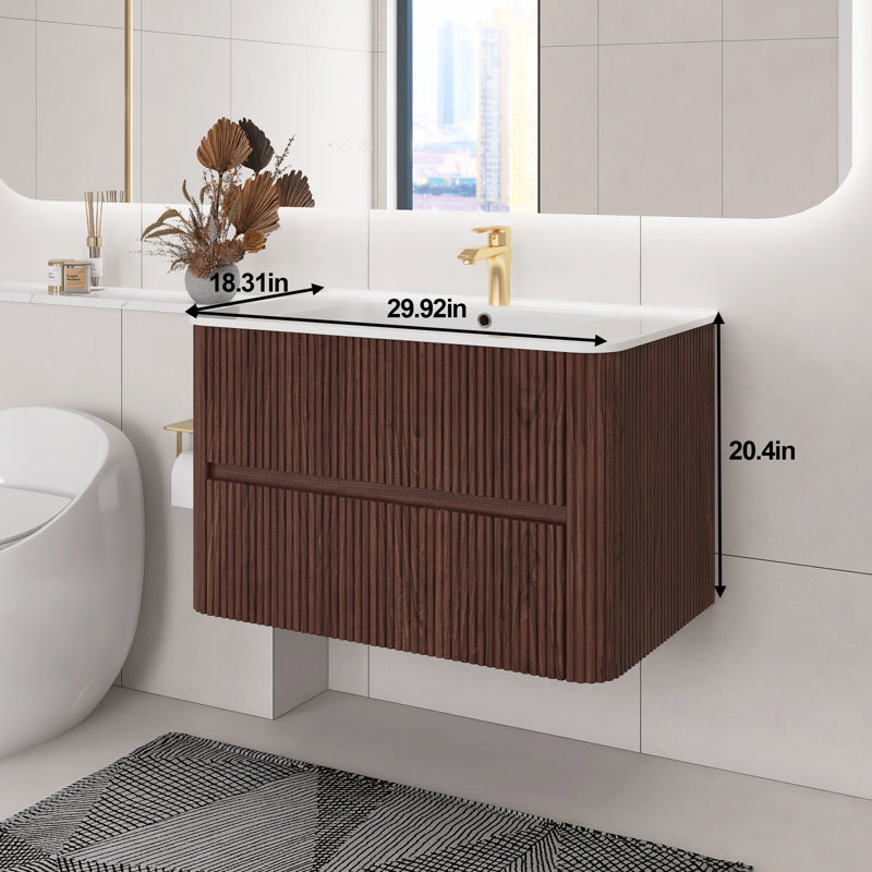 Dorette 29.92'' Single Bathroom Vanity with Ceramic Top