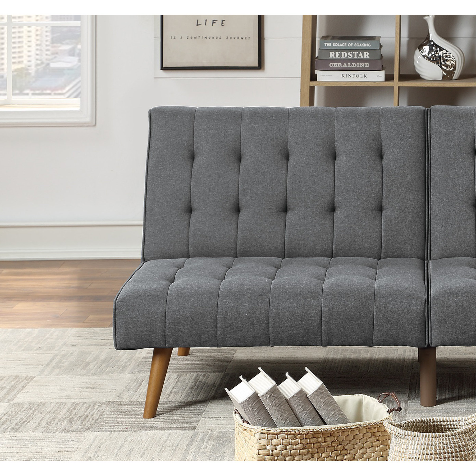 George Oliver Modern Convertible Sofa 1Pc Set Couch Polyfiber Plush ...