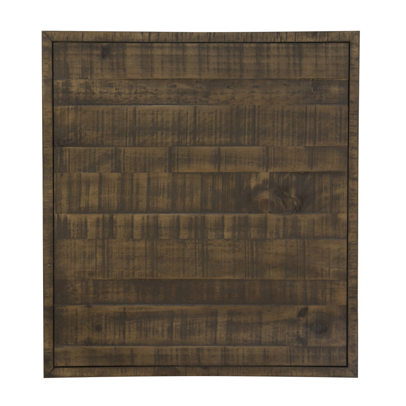 Dark Brown Pine Wood Rectangular End Table with Storage