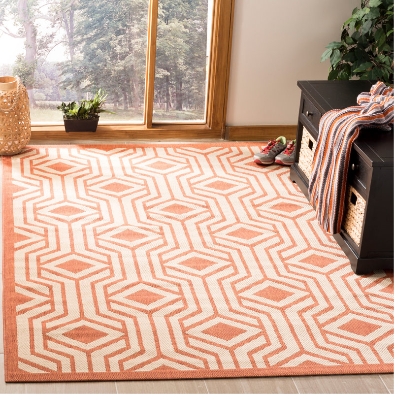 Soldado Looped Orange/Beige Indoor/Outdoor Rug, Rectangle 201 x 290 cm