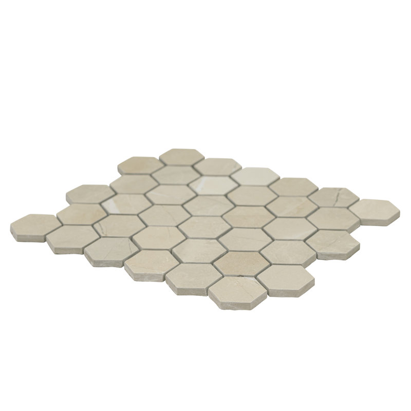 Carreau de mosaïque de plancher et de mur en porcelaine mate hexagonale 12 po x 12 po Sande, Sable