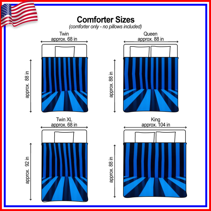 Blue Black Vertical Stripes Comforter, Queen