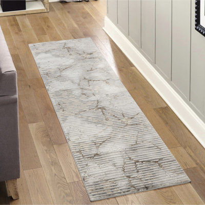 Tapis de couloir contemporain 11,22 lb et gris, motifs superposés 31 po Conception large et large