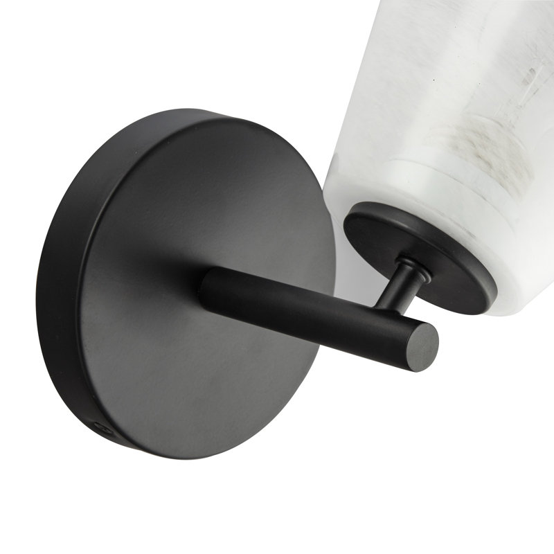 Higgins - 1-Light Wall Sconce - Wispy White Glassware Shade, Black