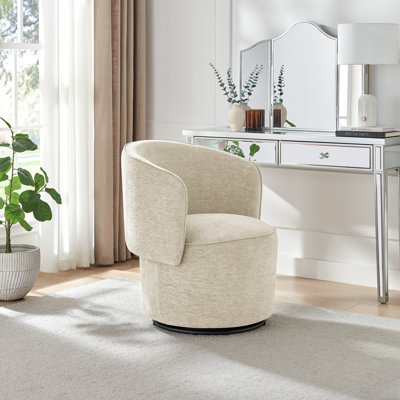 Tanard Upholstered Fabric Round Swivel Accent Armchair - Elegant Stylish Cylindrical Design