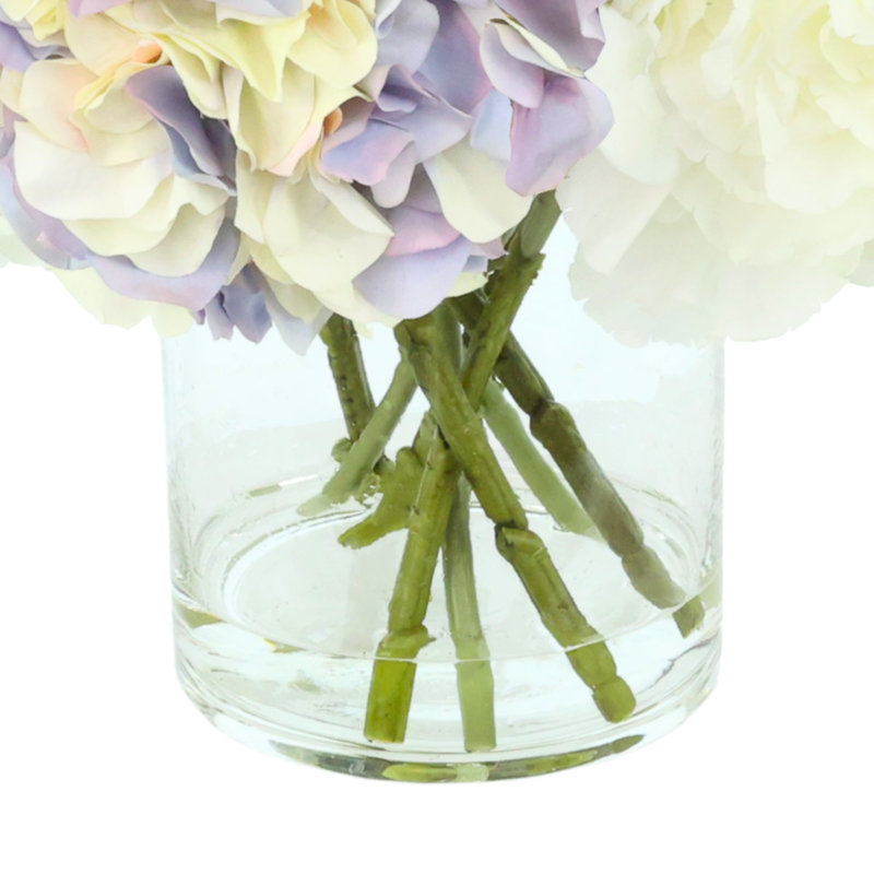 Hydrangea Floral Arrangement in Acrylic Water Vase