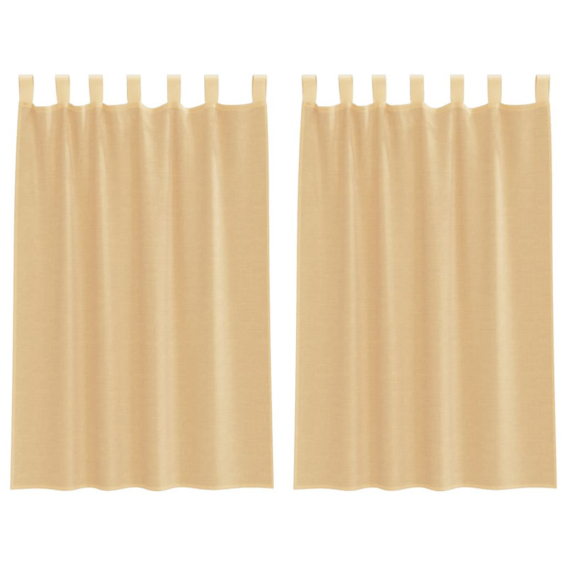 Voile Curtains With Tab Top 2 Pcs, Sand, 140cm Width x 175cm Drop