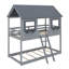Twin Over Twin Bunk Bed Wood Bed With Roof, Window, Guardrail And Ladder