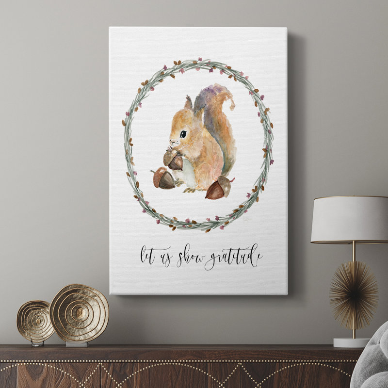 Harvest Home Squirrel -Custom Wrapped Gallery Cavas, 18" H x 12" W