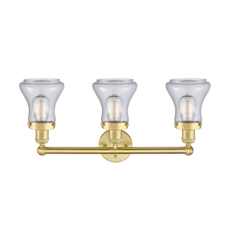 Éclairage pour meuble-lavabo à 3 lumières à intensité variable Asadbek, Transparent, Or satiné