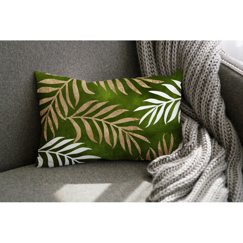 Coussin lombaire intérieur / extérieur Bobo Fern, Chertreuse / or / blanc