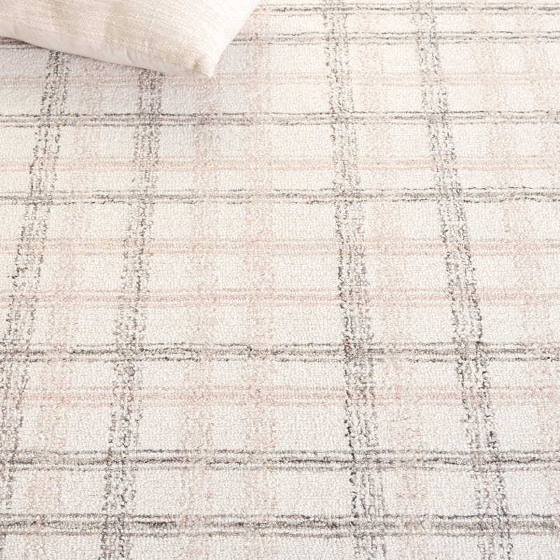 Plaid Wool Hand Tufted Area Rug, Rectangle 183 x 274 cm