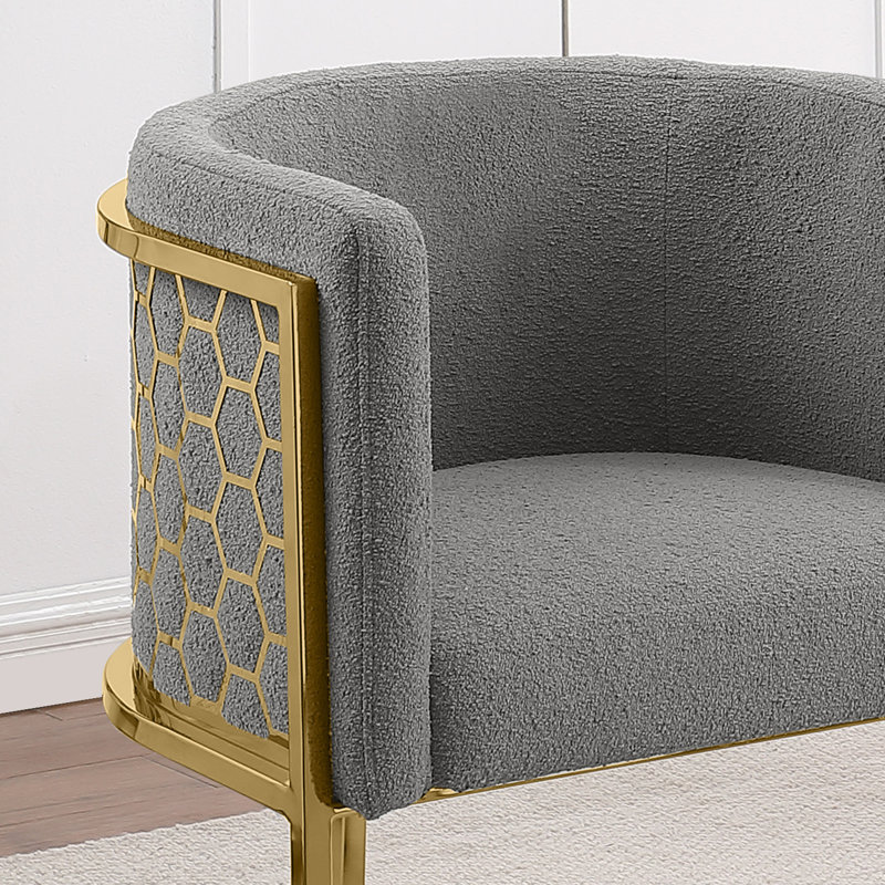 Chaises d'appoint Teddy Boucle, Gris, Chrome doré