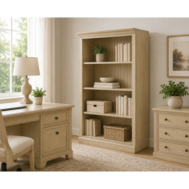 Sherita Bookcase, European Ivory, (3 Shelves) 60” H x 32” W x 14.25” D