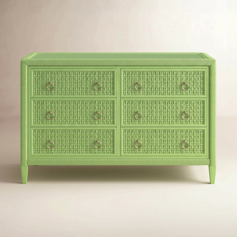 Naples 6 Drawer 54'' W Dresser, Sea Glass, Yes, Satin Nickel