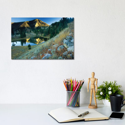 Bunsen Peak An Ancient Volcano Cone Reflected In Lake Near Mammoth Yellowstone National Park Wyoming by Tim Fitzharris - Gallery-Wrapped Canvas Giclée on Canvas