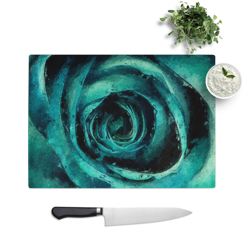 Tempered Glass a Rose Chopping Board, 28.5 cm W x 20 cm L