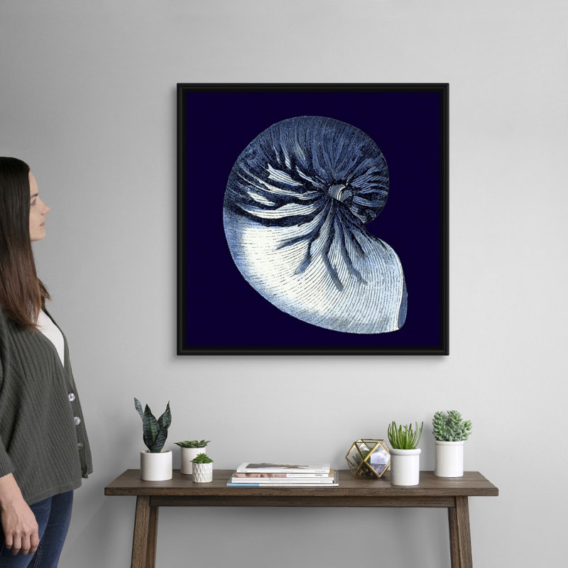 « Indigo shells VII » par vision studio-impression, Cadre noir, H 38 po x l 38 po x 1,75 po
